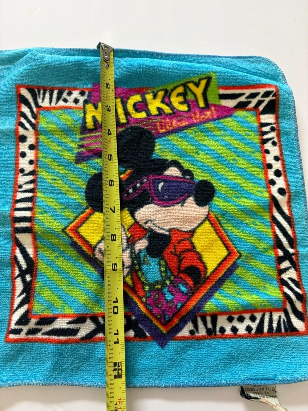 Vintage Mickey Mouse Bright Aqua Hand Towel